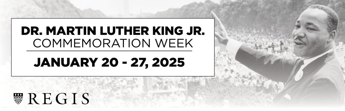 MLK Week banner featuring a photo of Martin Luther King Jr. addressing a crowd