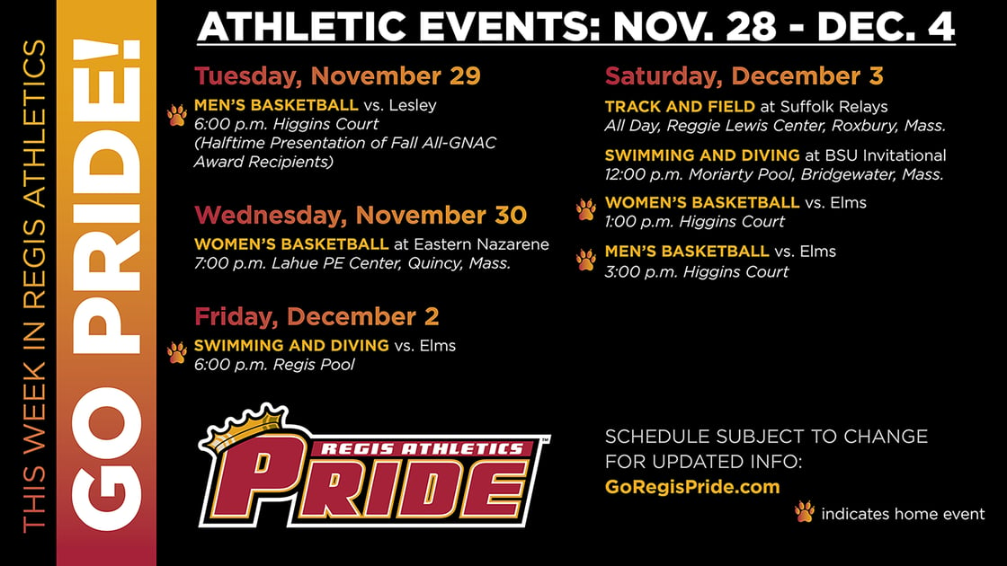 For the full athletic schedule, visit goregispride.com