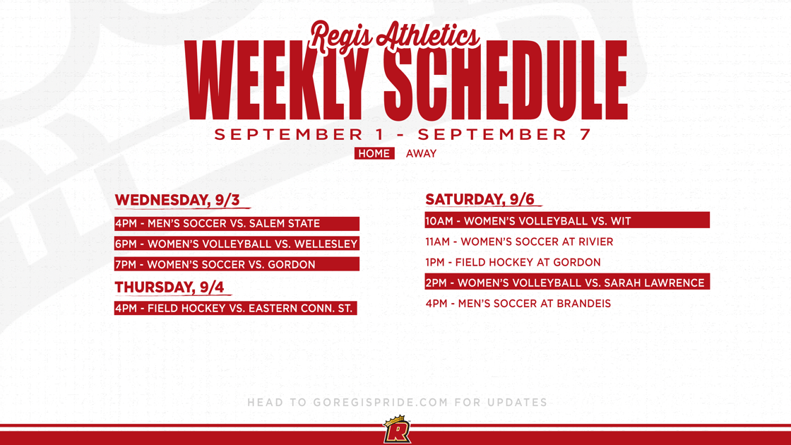 Athletics Schedule WEEKSEP1