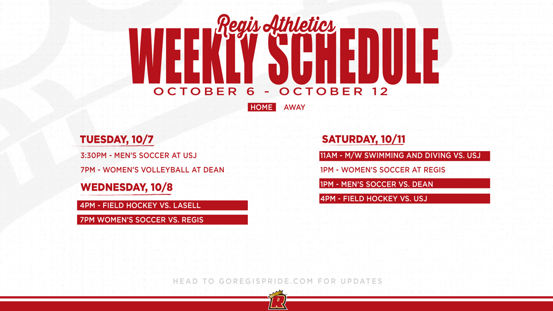 OCT 6-12 Athletics Schedule