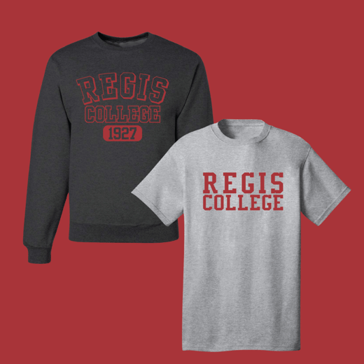 Regis apparel on a red background