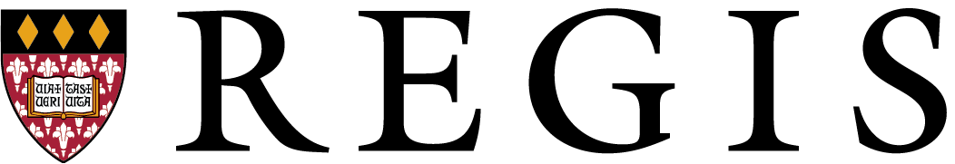 Regis Logo with full color shield and black text