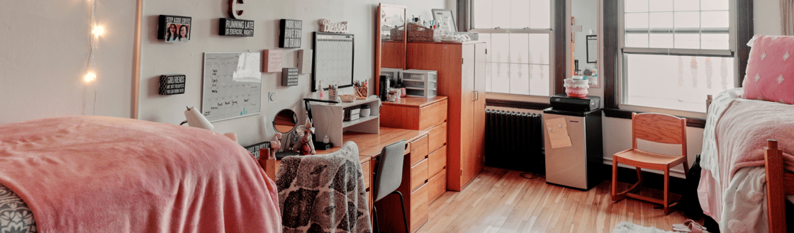 a double room in a residence hall