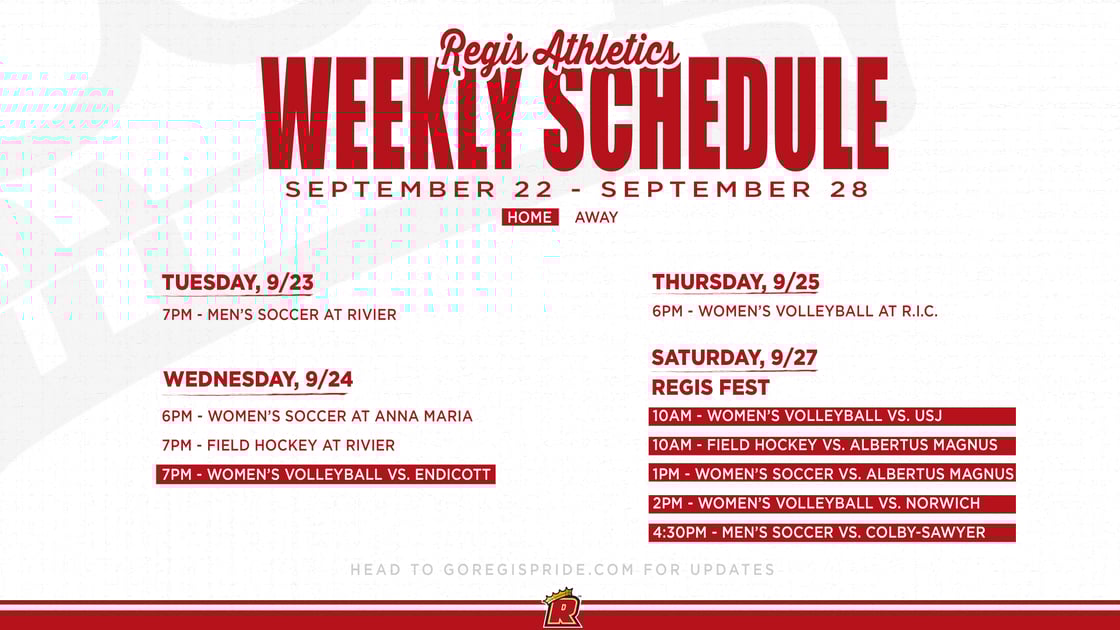Athletics Schedule for WEEK SEP. 22